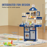 Kids Kitchen Playset – 48PCS Pretend Cooking Toy Set for Children, Christmas Gift Blue Kitchen Play Toys for Boys & Girls