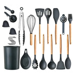 35PCS Silicone Kitchen Utensils Set with Holder | Non-Stick Spatula, Whisk, Tong, Turner & Measuring Cups Cooking Tools