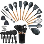 35PCS silicone kitchen utensils set with holder and cooking accessories