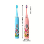 Kids Sonic Electric Toothbrush – IPX6 Waterproof Cartoon Toothbrush for Children with Soft Bristles & 6 Replaceable Brush Heads