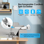 1Set Electric Spin Scrubber Cordless Rechargeable Telescopic Cleaning Brush 6 Replaceable Heads 2 Speed Adjustable Extension Arm Bathroom Tub Tile Floor