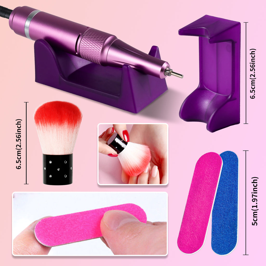 Portable Electric Nail Drill Cordless, 35000 RPM Electric Nail File With Holder,Rechargeable Nail Drill E Filer For Nails,Electric Nail Buffer Nail Filer Electric Tool For Women