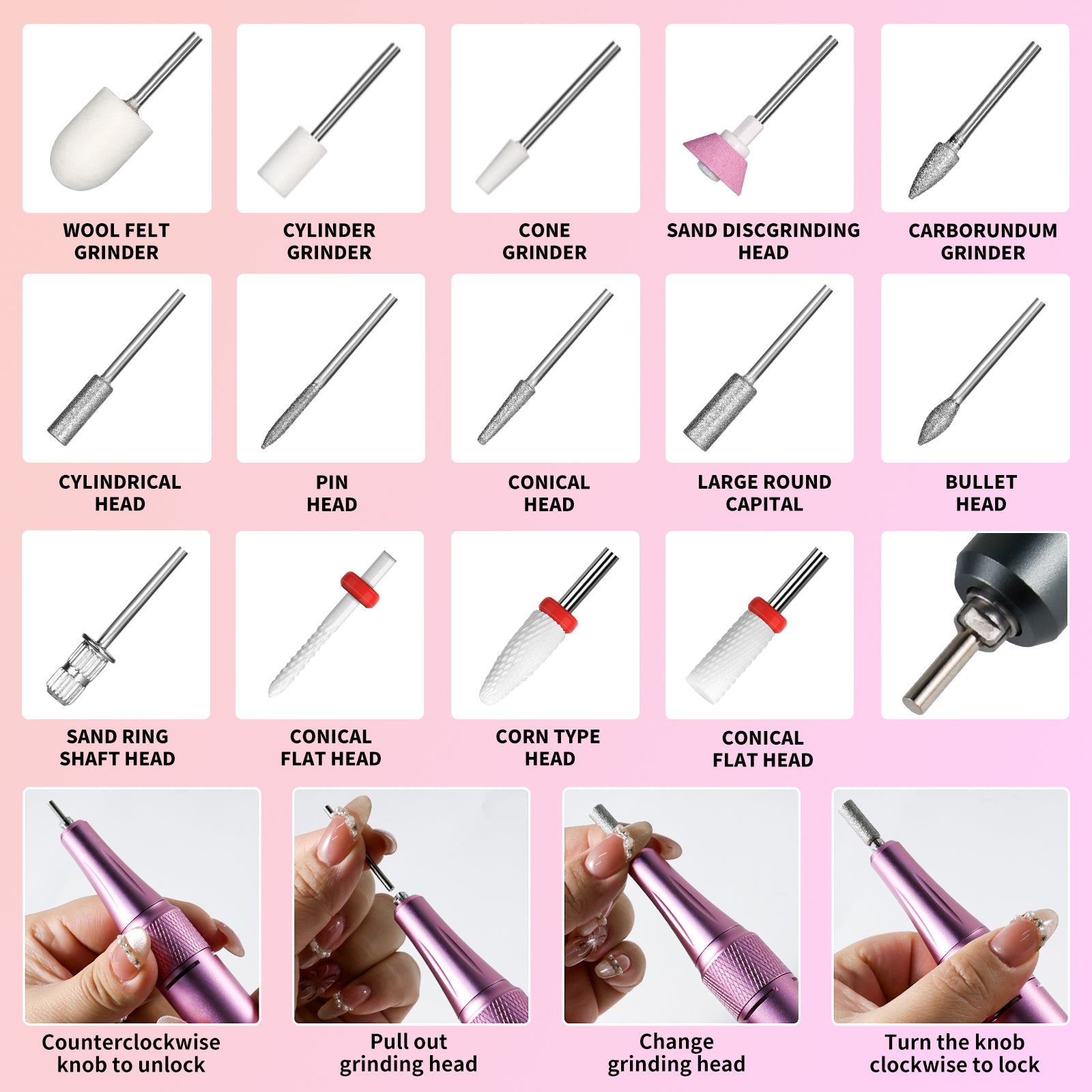 Portable Electric Nail Drill Cordless, 35000 RPM Electric Nail File With Holder,Rechargeable Nail Drill E Filer For Nails,Electric Nail Buffer Nail Filer Electric Tool For Women