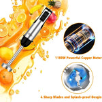 Immersion Blender Handheld, 1100W 5-in-1 Multi-Purpose Hand Blender, 12-Speed Stick Blender, 600ml Beaker, 500ml Chopper, Egg Whisk, Milk Frother, Black