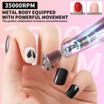 Portable Electric Nail Drill Cordless 35000 RPM Rechargeable Nail File Machine with Holder, Electric Nail Buffer & E-File Tool for Women Nail Care