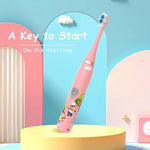 Kids Sonic Electric Toothbrush – IPX6 Waterproof Cartoon Toothbrush for Children with Soft Bristles & 6 Replaceable Brush Heads