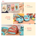 Kids Kitchen Food Stand With Play Food, Cashier Register, Accessories Ages 3-6