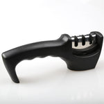 Black professional knife sharpener for kitchen and chef use