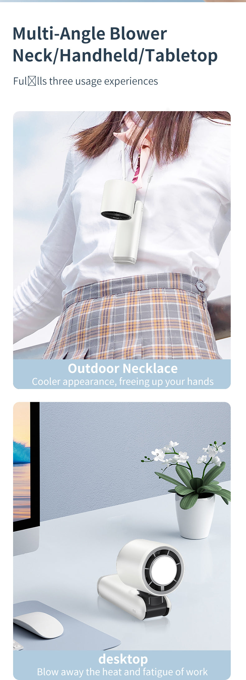 Portable Handheld Fan, Speed Adjustable Turbo Mini Fan, Reduced Temperature Mode, Rechargeable Digital Display Foldable Personal Fan With Night Light, Suitable For Women Men Outdoor