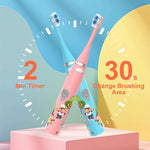 Kids Sonic Electric Toothbrush – IPX6 Waterproof Cartoon Toothbrush for Children with Soft Bristles & 6 Replaceable Brush Heads