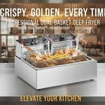 Commercial Electric Deep Fryer 3000W 18Qt 17L stainless steel countertop fryer for restaurant and home kitchen use