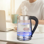 Electric Glass Kettle 1200W 2.5L transparent borosilicate tea and coffee kettle with blue LED light
