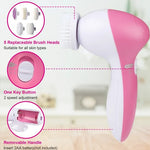 Facial Cleansing Brush – Waterproof Electric Face Spin Brush with 5 Brush Heads for Deep Pore Cleansing & Smooth Glowing Skin