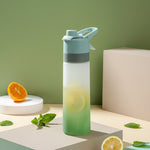 Green spray water bottle for girls with cooling mist function