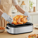 Adjustable temperature electric roaster oven for versatile cooking