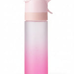 Pink spray water bottle for girls with cooling mist feature