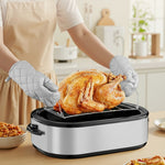 Stainless steel electric turkey roaster oven for home kitchen use